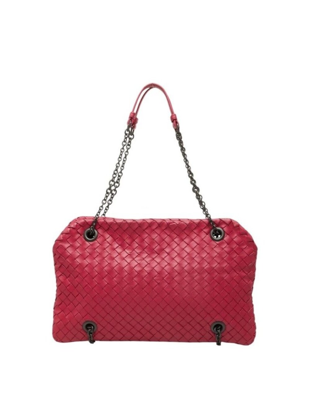 Bottega Veneta Intrecciato Chain Shoulder Bag Pink Leather